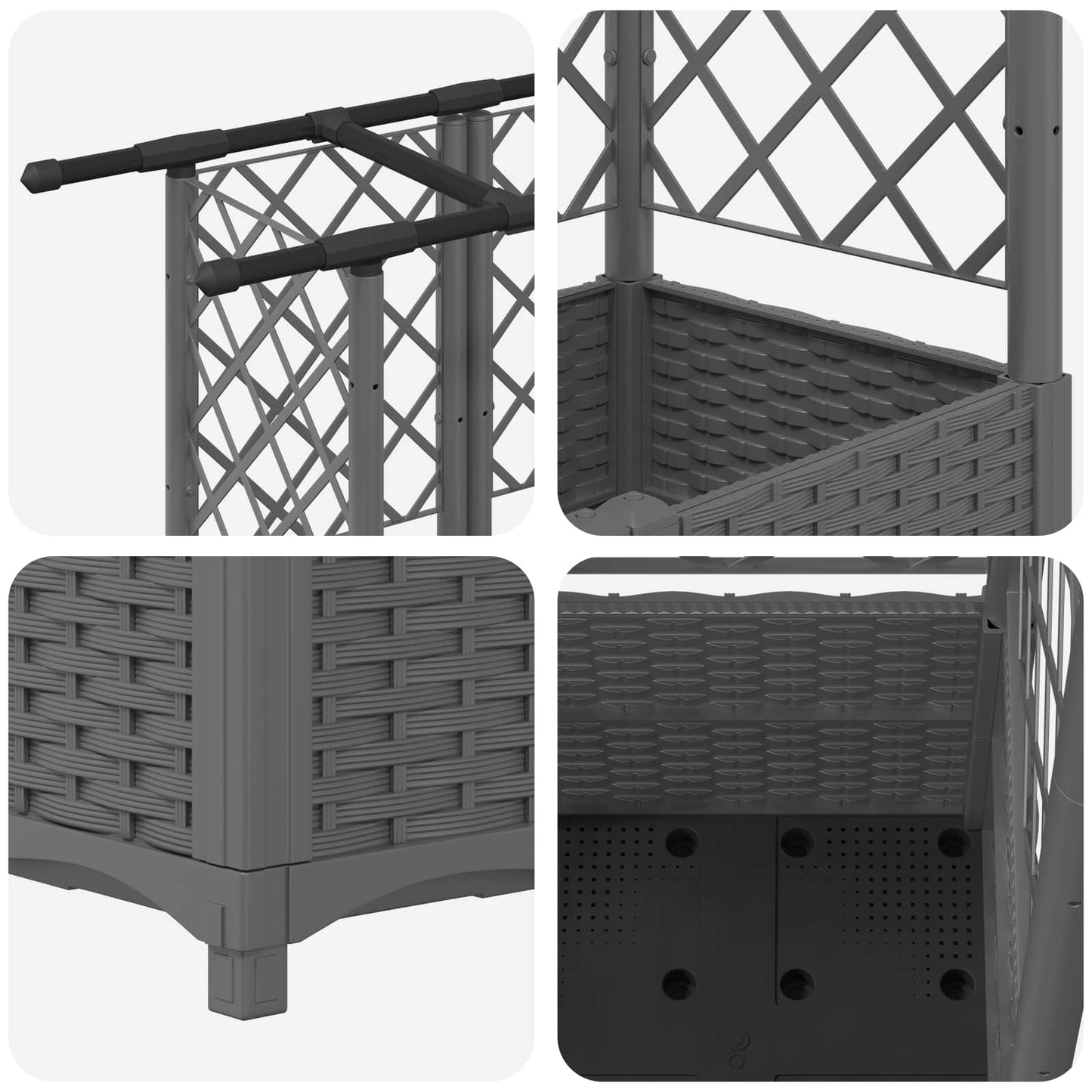 Raised Bed with Trellis and Roof Light Grey 124.5 x 40 x 138 cm