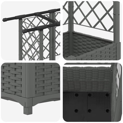 Raised Bed with Trellis and Roof Light Grey 124.5 x 40 x 138 cm