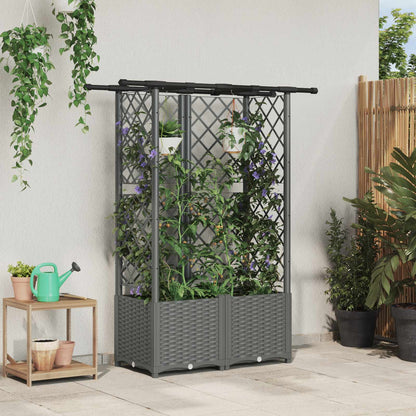 Raised Bed with Trellis and Roof Light Grey 124.5 x 40 x 138 cm