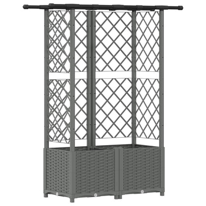 Raised Bed with Trellis and Roof Light Grey 124.5 x 40 x 138 cm