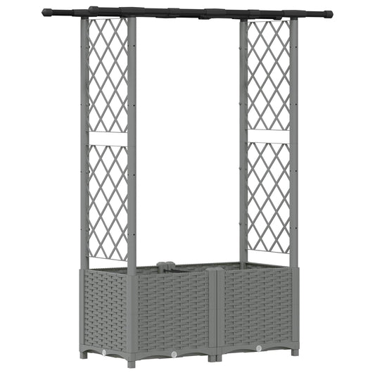 Raised Bed with Trellis and Roof Light Grey 124.5 x 40 x 136 cm