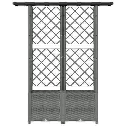 Raised Bed with Trellis and Roof Light Grey 124.5 x 40 x 138 cm