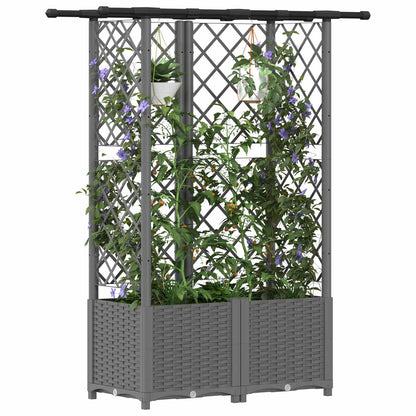 Raised Bed with Trellis and Roof Light Grey 124.5 x 40 x 138 cm