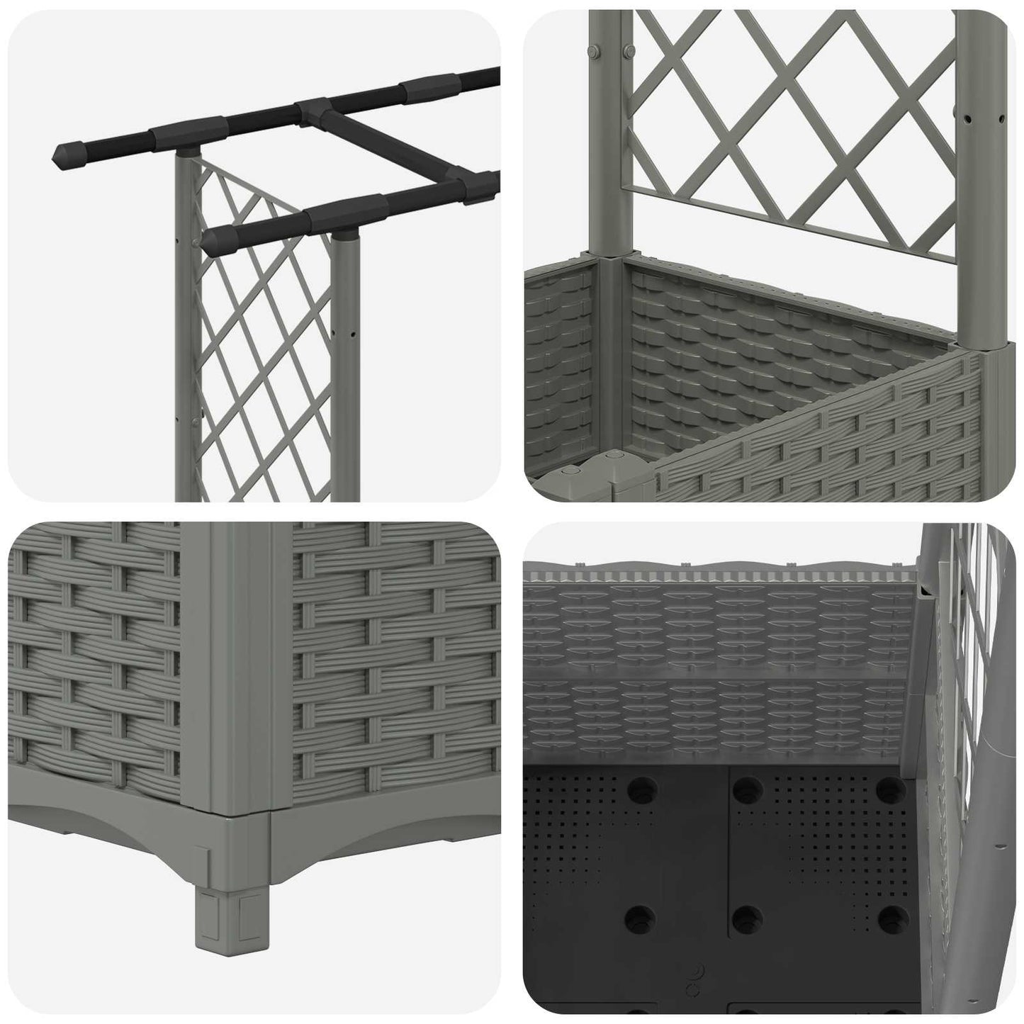 Raised Bed with Trellis and Roof Light Grey 162.5 x 40 x 136 cm