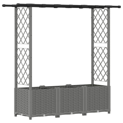 Raised Bed with Trellis and Roof Light Grey 162.5 x 40 x 136 cm
