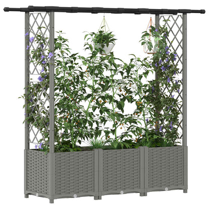 Raised Bed with Trellis and Roof Light Grey 162.5 x 40 x 136 cm
