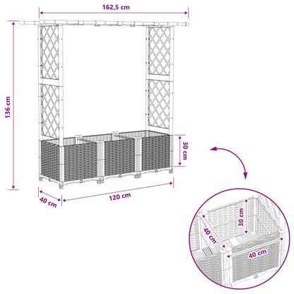 Raised Bed with Trellis and Roof Light Grey 162.5 x 40 x 136 cm