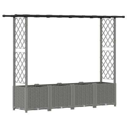 Raised Bed with Trellis and Roof Light Grey 203 x 40 x 136 cm