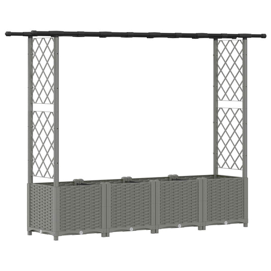 Raised Bed with Trellis and Roof Light Grey 203 x 40 x 136 cm