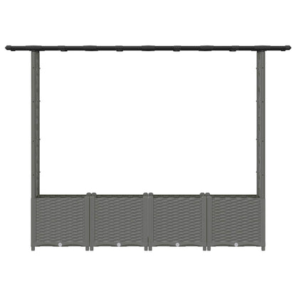 Raised Bed with Trellis and Roof Light Grey 203 x 40 x 136 cm