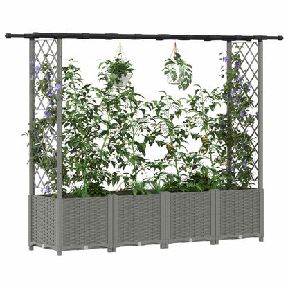 Raised Bed with Trellis and Roof Light Grey 203 x 40 x 136 cm