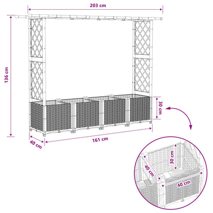Raised Bed with Trellis and Roof Light Grey 203 x 40 x 136 cm