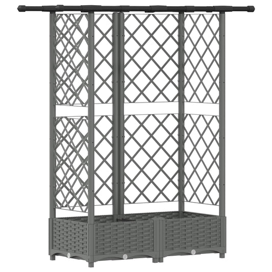 Raised Bed with Trellis and Roof Light Grey 124 x 40 x 121 cm