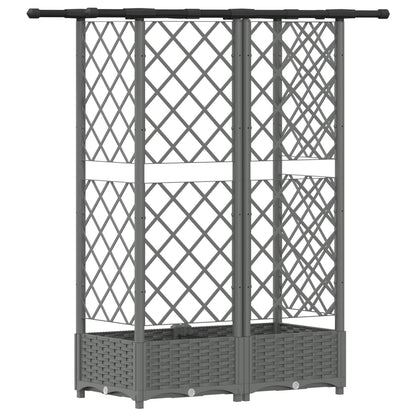 Raised Bed with Trellis and Roof Light Grey 124 x 40 x 121 cm