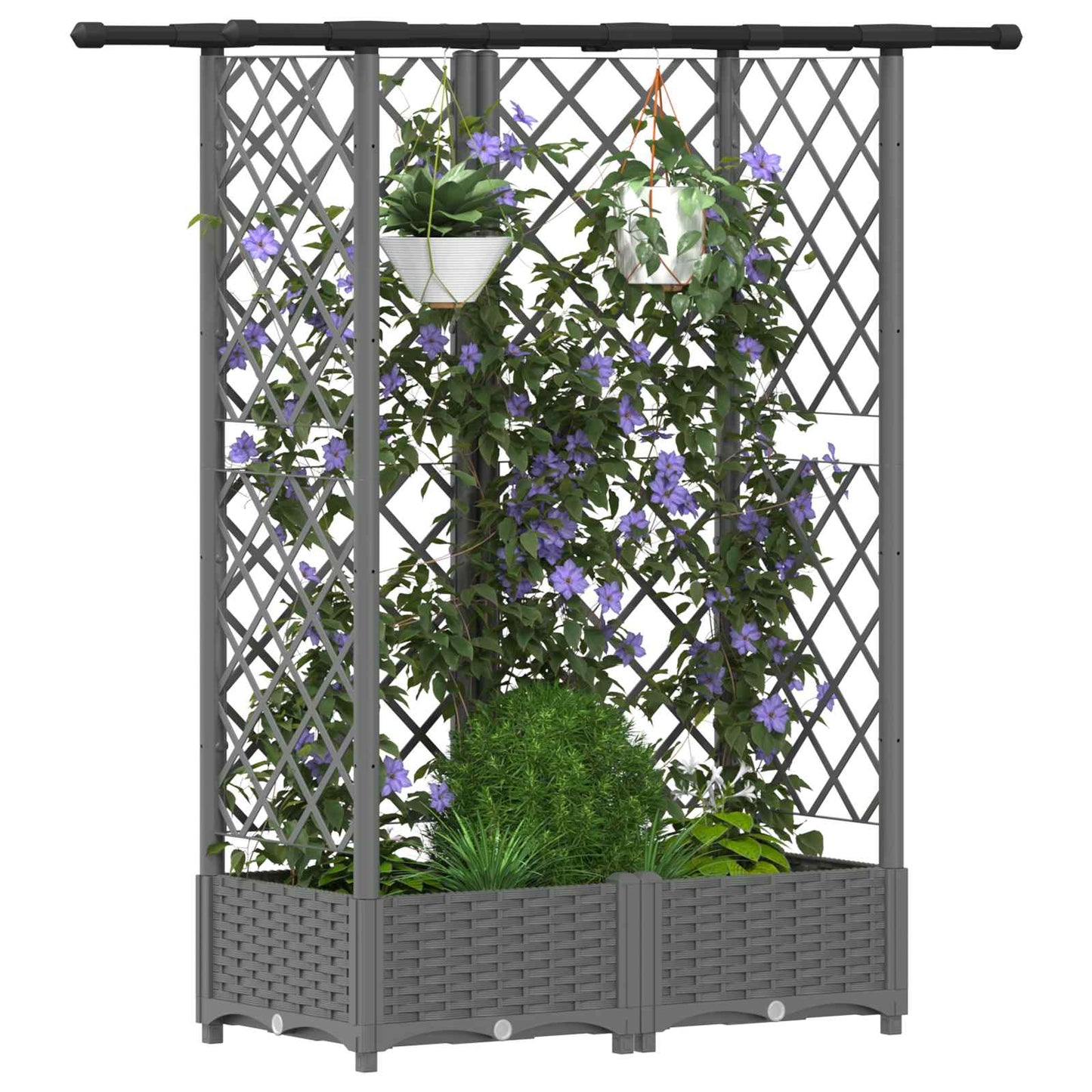 Raised Bed with Trellis and Roof Light Grey 124 x 40 x 121 cm