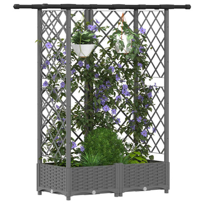 Raised Bed with Trellis and Roof Light Grey 124 x 40 x 121 cm