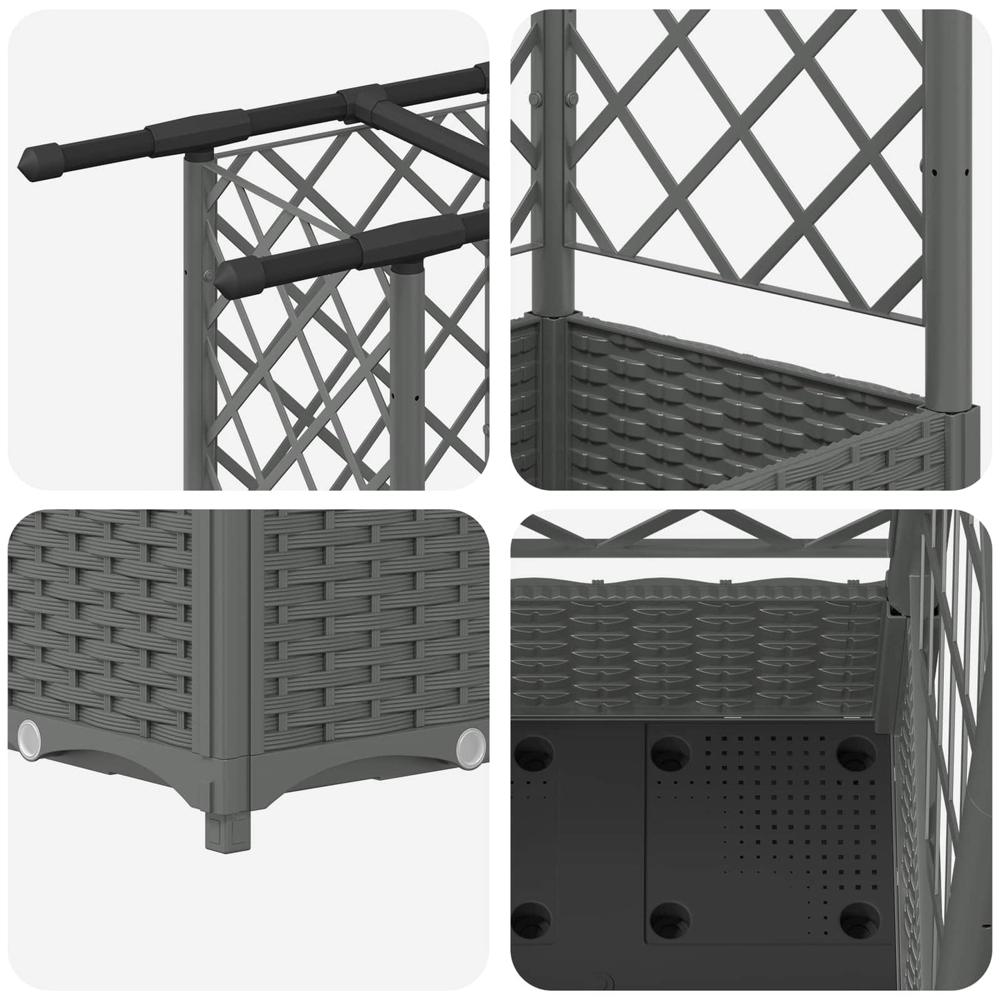 Raised Bed with Trellis and Roof Light Grey 164 x 40 x 121 cm