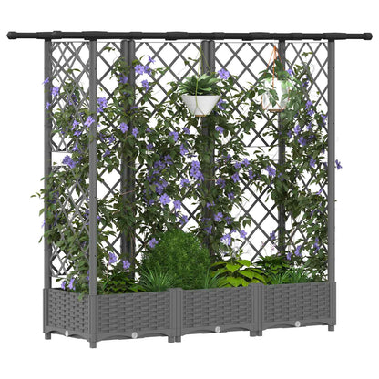 Raised Bed with Trellis and Roof Light Grey 164 x 40 x 121 cm