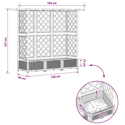 Raised Bed with Trellis and Roof Light Grey 164 x 40 x 121 cm