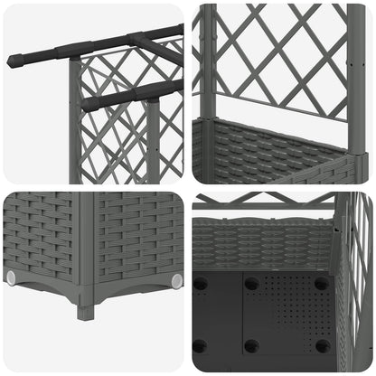 Raised Bed with Trellis and Roof Light Grey 202.5 x 40 x 121 cm