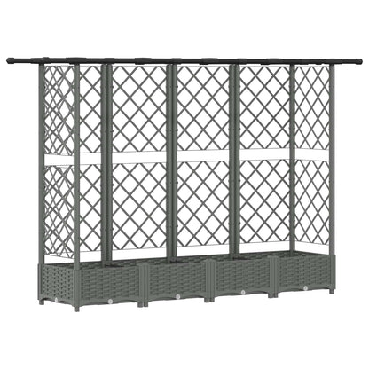 Raised Bed with Trellis and Roof Light Grey 202.5 x 40 x 121 cm