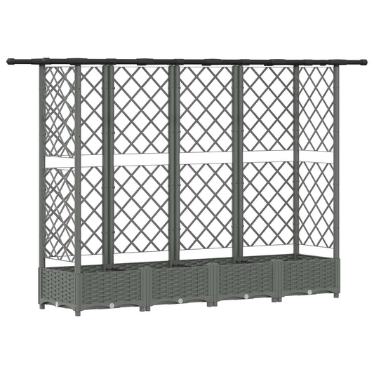 Raised Bed with Trellis and Roof Light Grey 202.5 x 40 x 121 cm