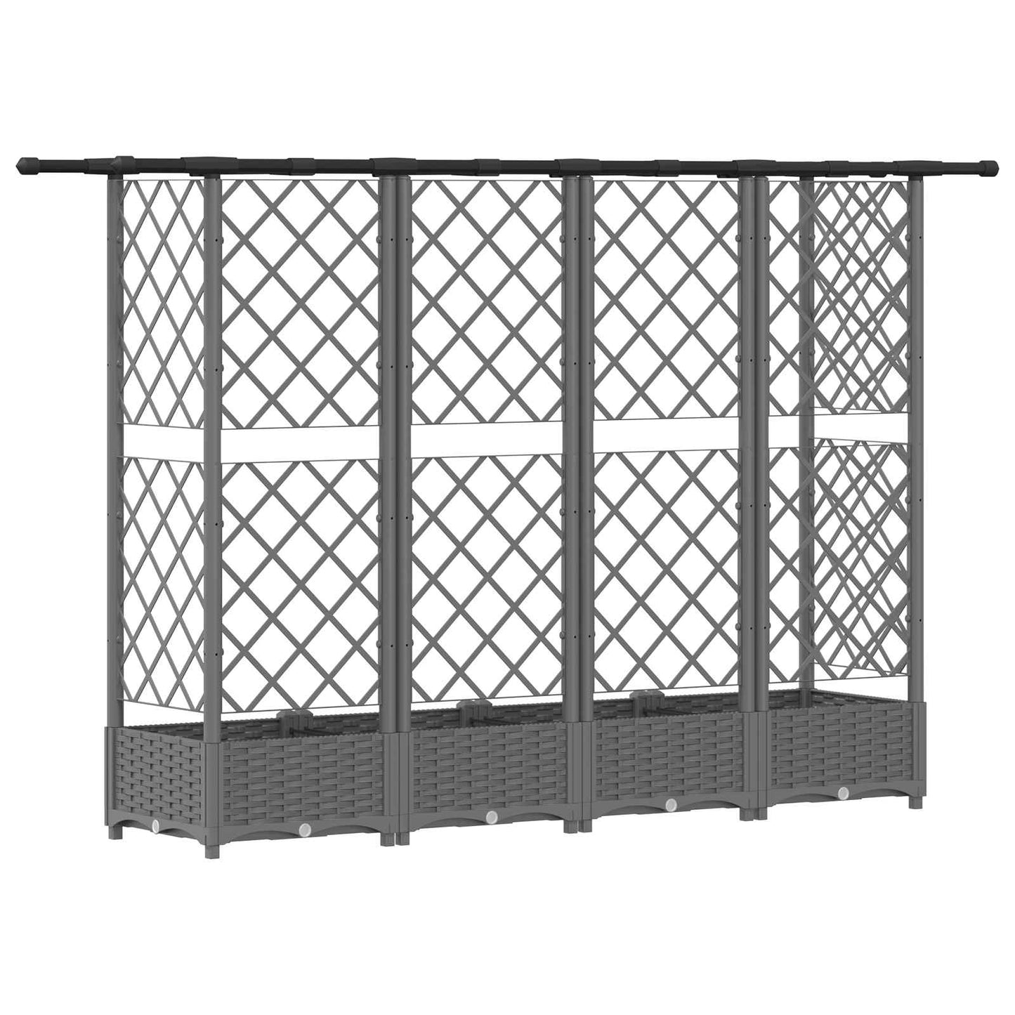 Raised Bed with Trellis and Roof Light Grey 202.5 x 40 x 121 cm