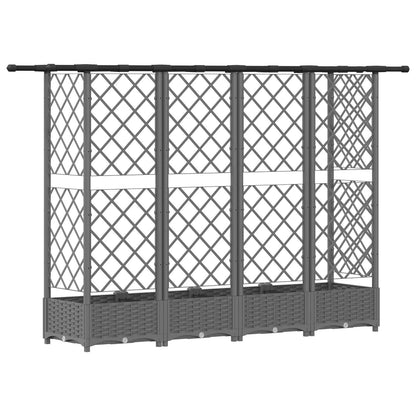 Raised Bed with Trellis and Roof Light Grey 202.5 x 40 x 121 cm