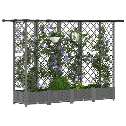 Raised Bed with Trellis and Roof Light Grey 202.5 x 40 x 121 cm