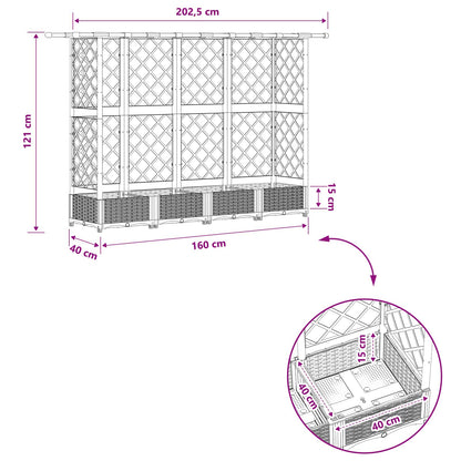 Raised Bed with Trellis and Roof Light Grey 202.5 x 40 x 121 cm