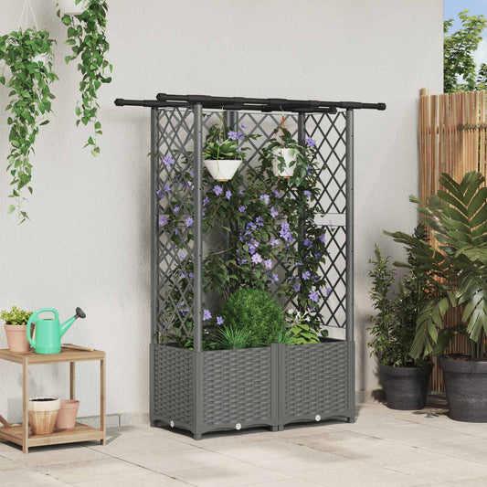 Raised Bed with Trellis and Roof Light Grey 124 x 40 x 136 cm