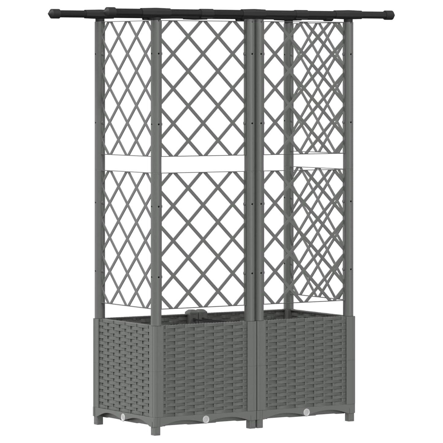 Raised Bed with Trellis and Roof Light Grey 124 x 40 x 136 cm
