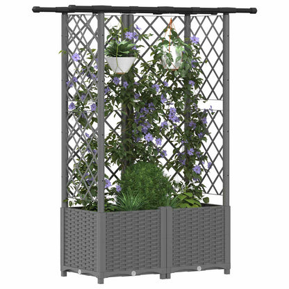 Raised Bed with Trellis and Roof Light Grey 124 x 40 x 136 cm
