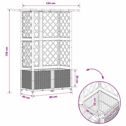 Raised Bed with Trellis and Roof Light Grey 124 x 40 x 136 cm