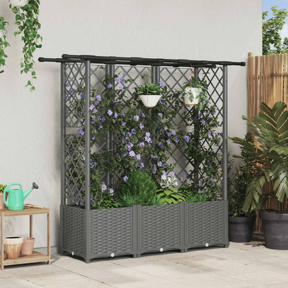 Raised Bed with Trellis and Roof Light Grey 163.5 x 40 x 136 cm