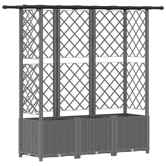 Raised Bed with Trellis and Roof Light Grey 163.5 x 40 x 136 cm