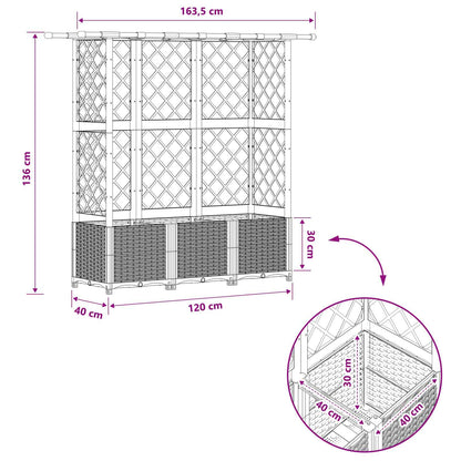 Raised Bed with Trellis and Roof Light Grey 163.5 x 40 x 136 cm