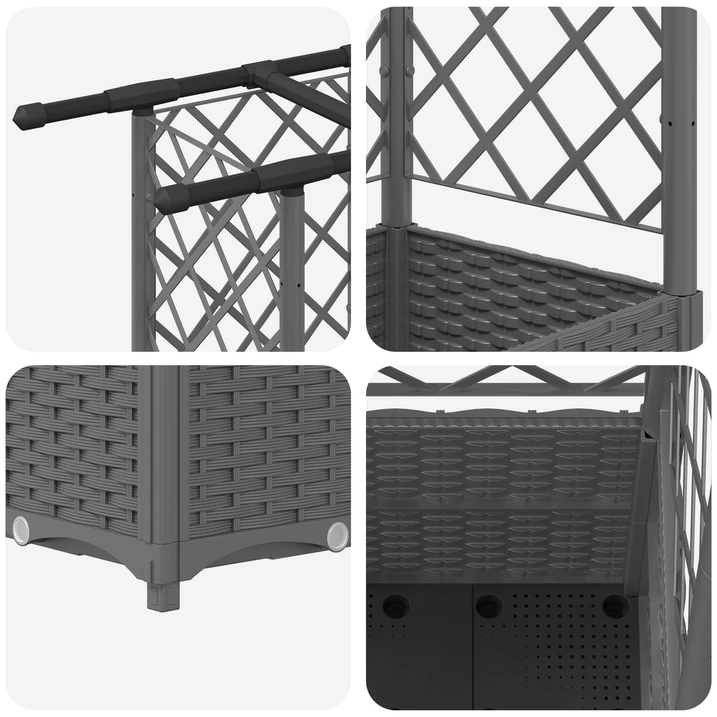 Raised Bed with Trellis and Roof Light Grey 202 x 40 x 136 cm