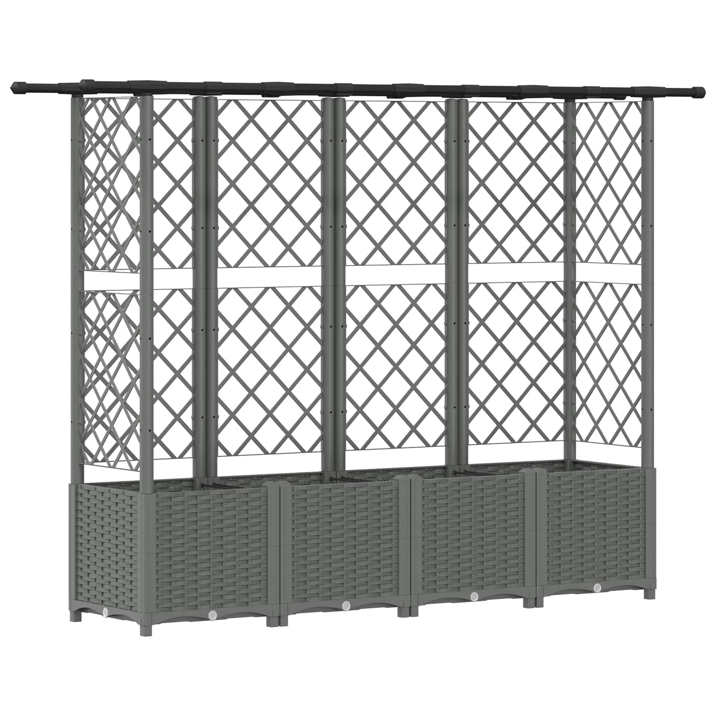 Raised Bed with Trellis and Roof Light Grey 202 x 40 x 136 cm