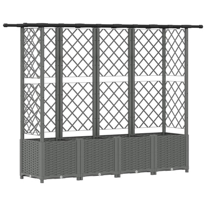 Raised Bed with Trellis and Roof Light Grey 202 x 40 x 136 cm