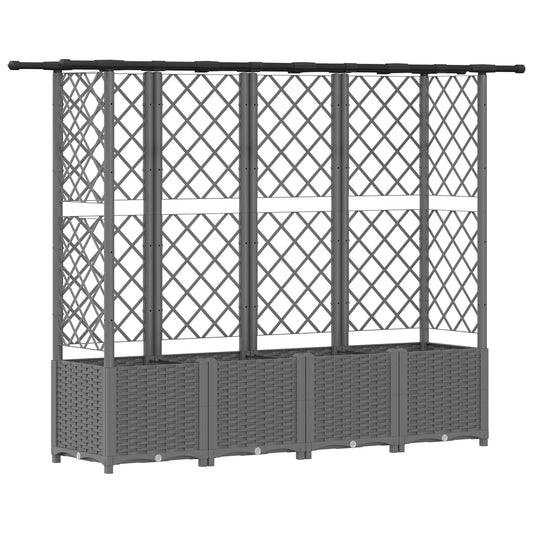 Raised Bed with Trellis and Roof Light Grey 202 x 40 x 136 cm