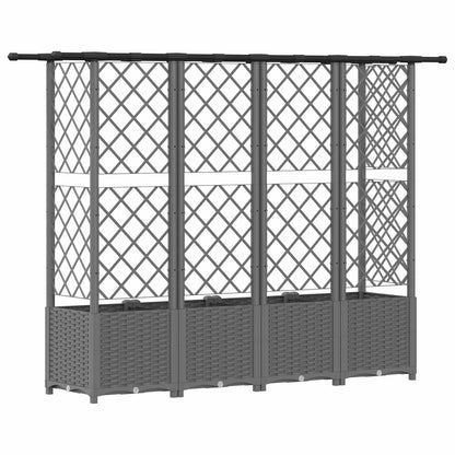 Raised Bed with Trellis and Roof Light Grey 202 x 40 x 136 cm