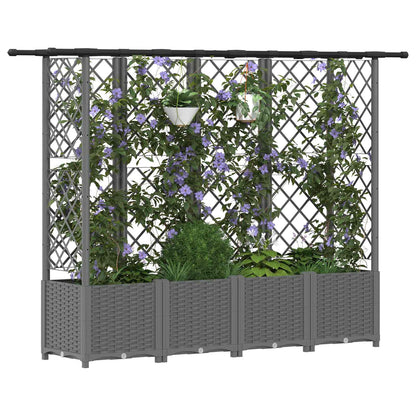 Raised Bed with Trellis and Roof Light Grey 202 x 40 x 136 cm
