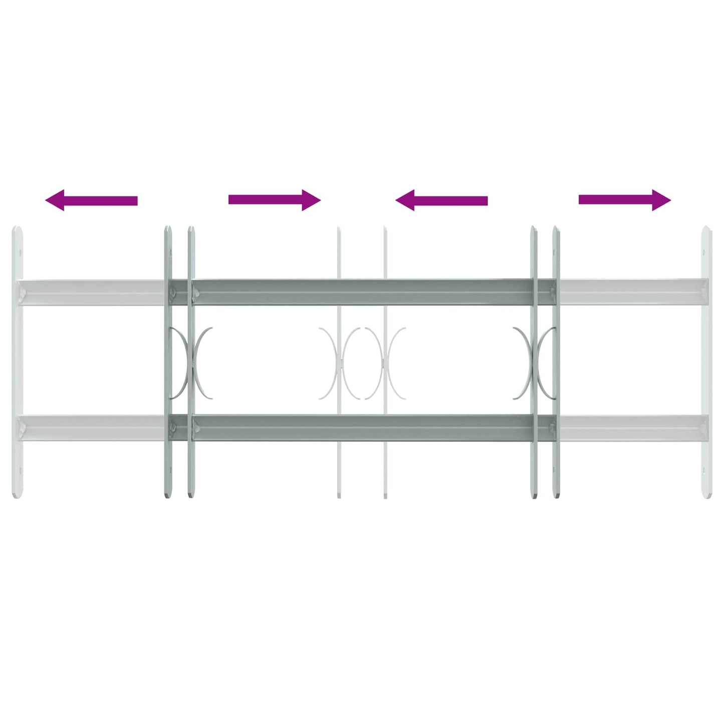 Security Grille for Windows with 2 Crossbars 3 pcs 430-740 mm
