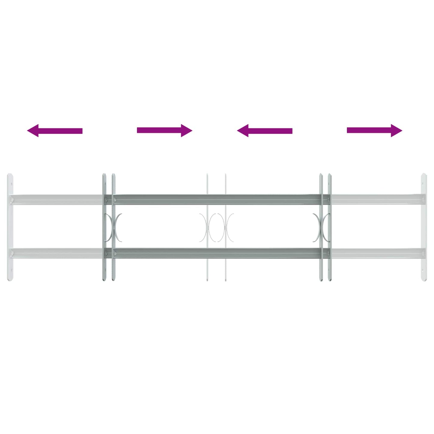 Security Grille for Windows with 2 Crossbars 3 pcs 630-1140 mm