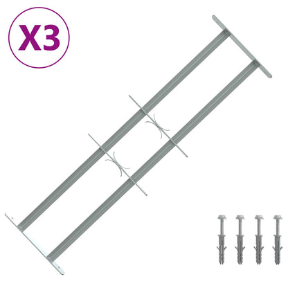 Security Grille for Windows with 2 Crossbars 3 pcs 630-1140 mm