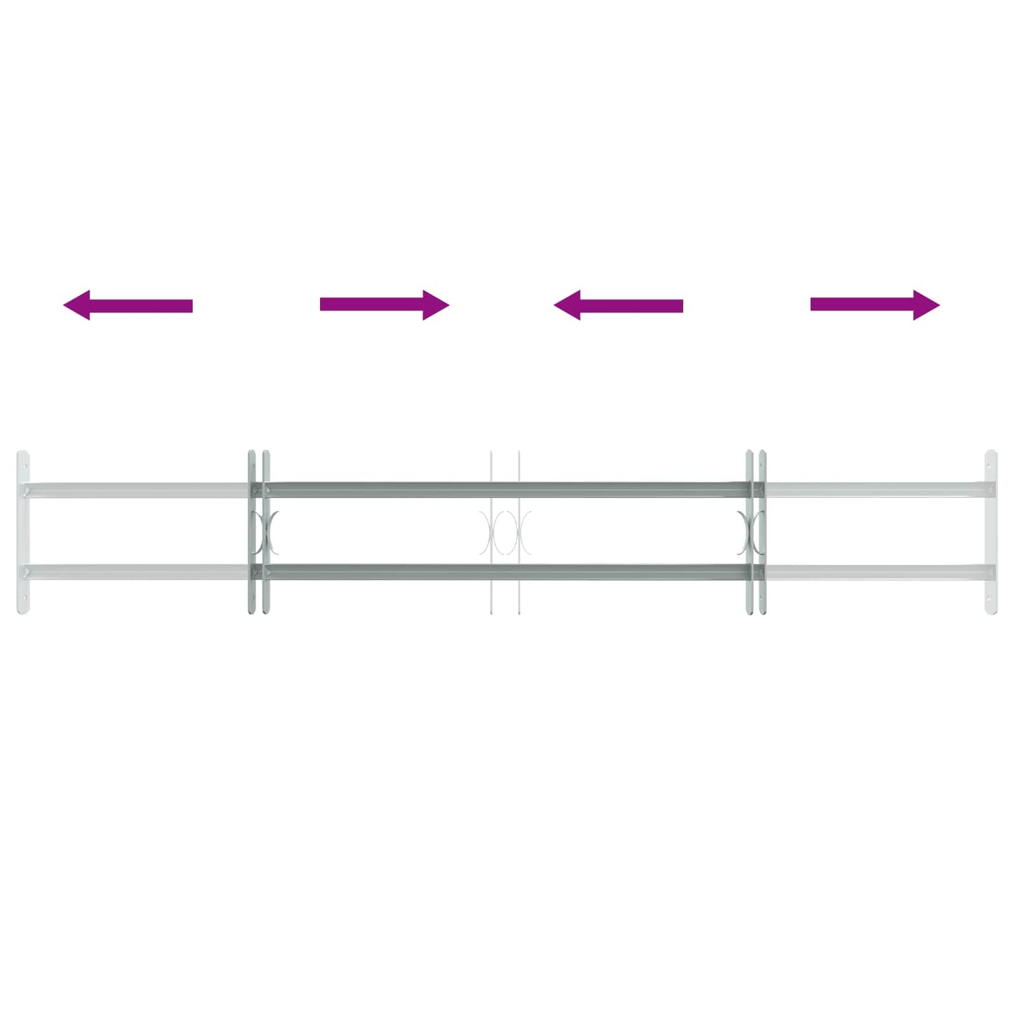 Security Grille for Windows with 2 Crossbars 3 pcs 930-1740 mm