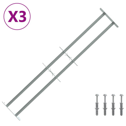 Security Grille for Windows with 2 Crossbars 3 pcs 930-1740 mm