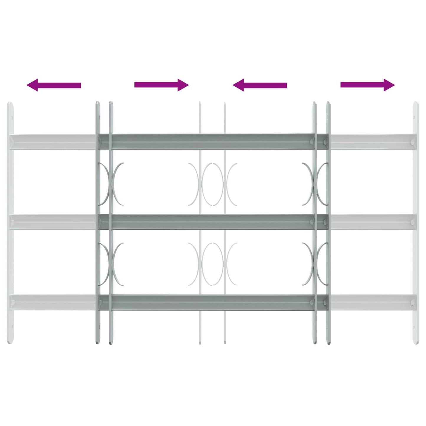 Security Grille for Windows with 3 Crossbars 3 pcs 430-740 mm