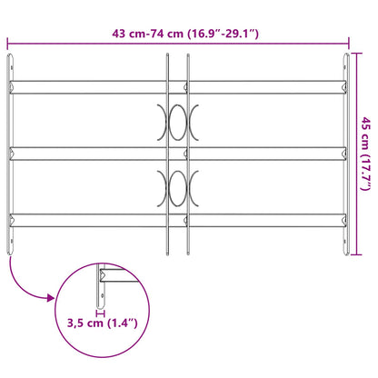 Security Grille for Windows with 3 Crossbars 3 pcs 430-740 mm